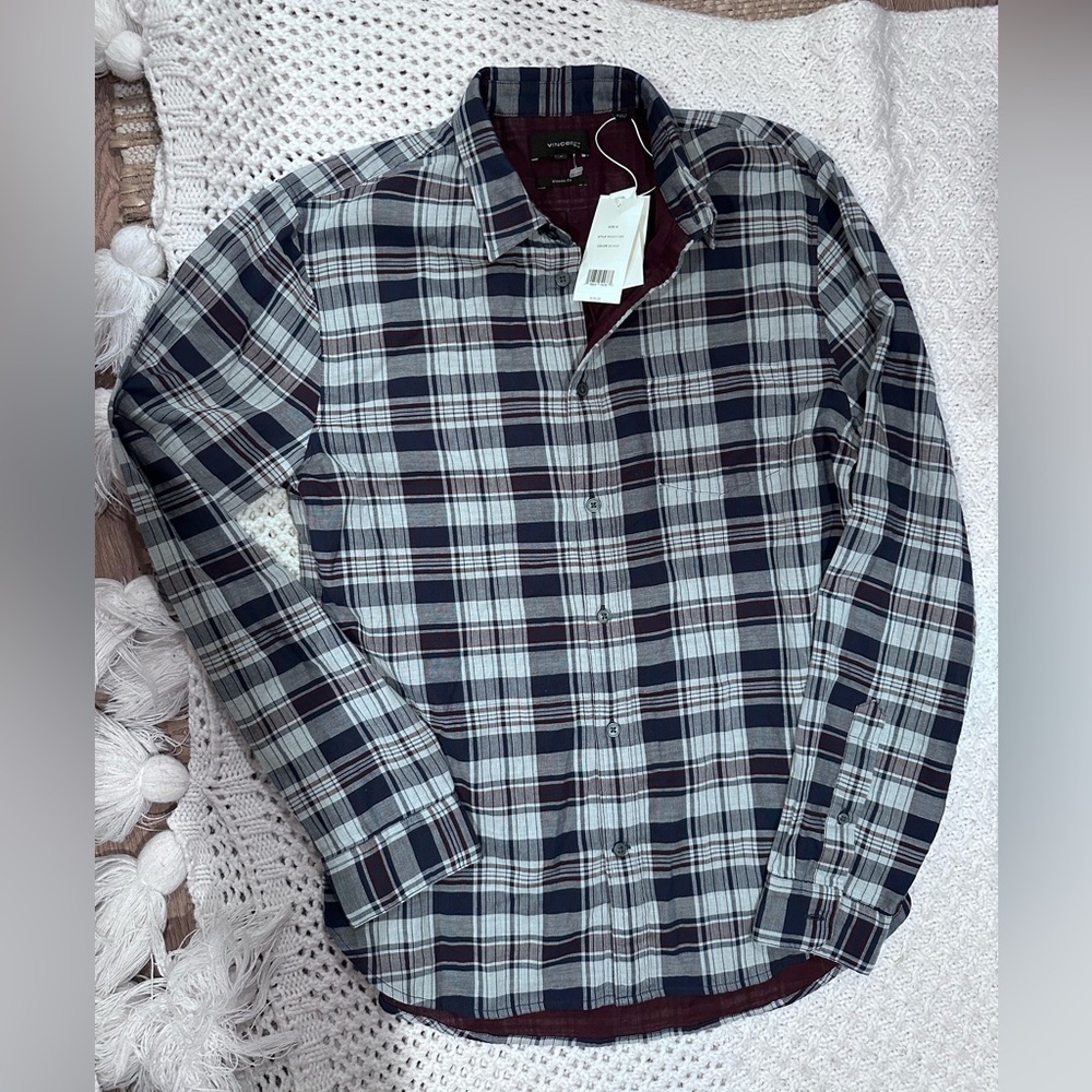 New MENS Vince Black and White Casual Button Down Shirt